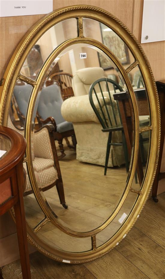 A gilt oak frame mirror, H.113cm